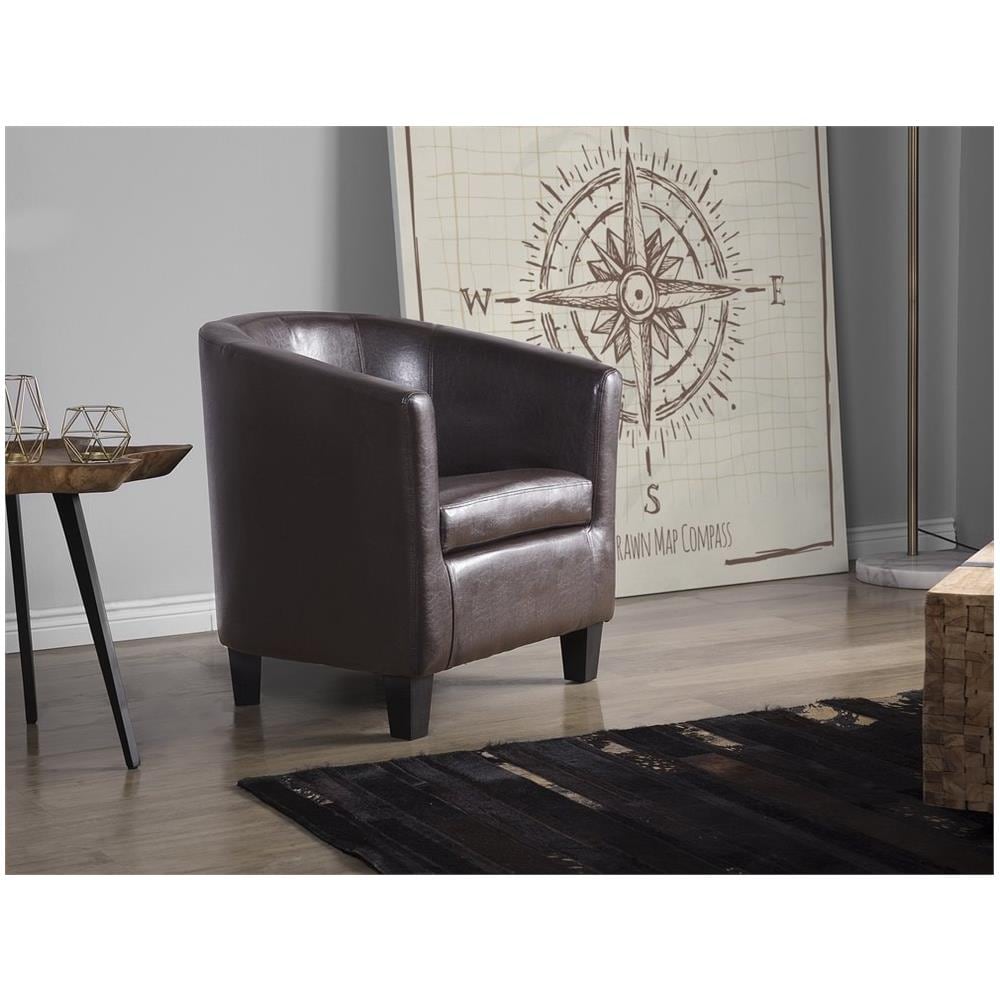 Poltrona In Ecopelle Marrone Borwick - Foto 2