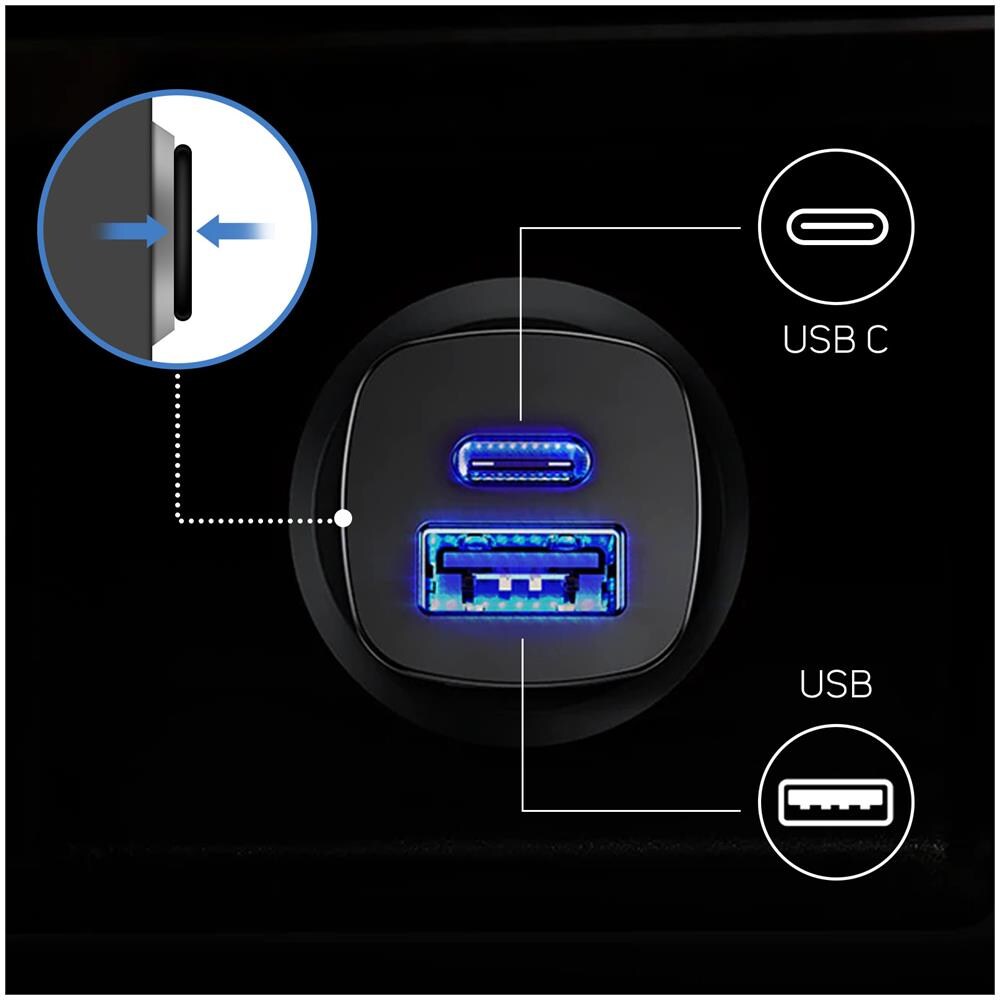 Caricabatterie Per Accendisigari 5a Carica Rapida Usb / Usb Tipo-c Nero - Baseus - Foto 2