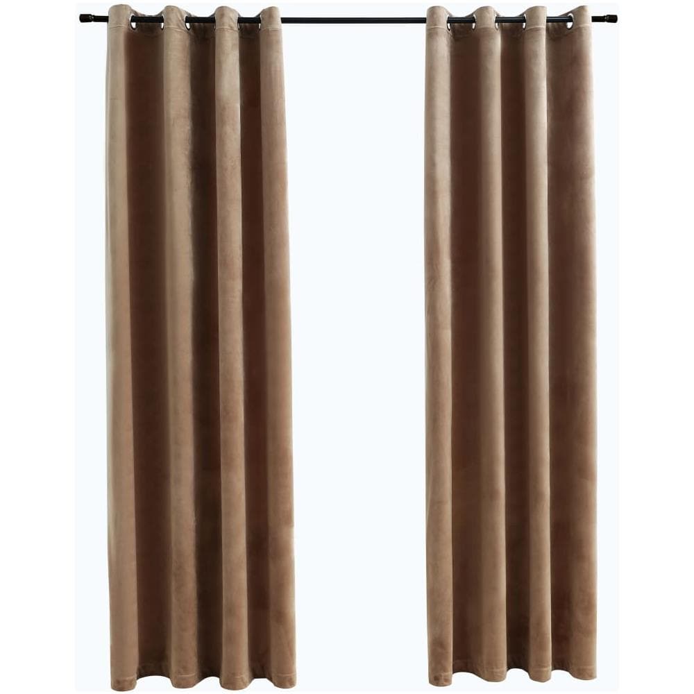 Tende Oscuranti Con Anelli 2 Pz Beige In Velluto 140x225 Cm - Foto 2