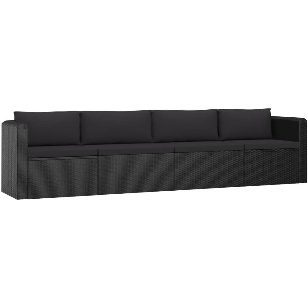 Set Divani Da Giardino 4 Pz Con Cuscini In Polyrattan Nero - Foto 2