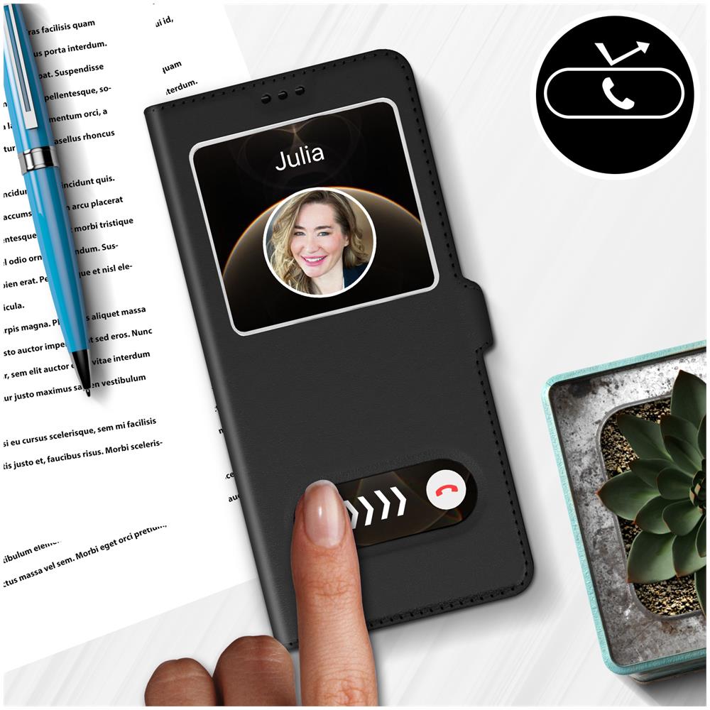 Custodia Apple Iphone 12 / 12 Pro Doppia Finestra Cover Silicone Nero - Foto 2