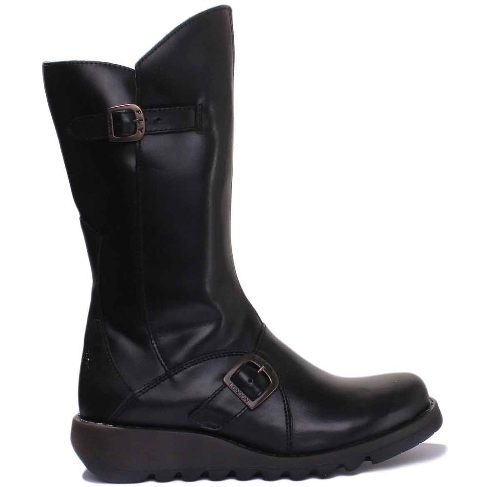 Mes 2 Leather Stivali Alti Al Ginocchio In Nero Per Le Donne - Foto 2