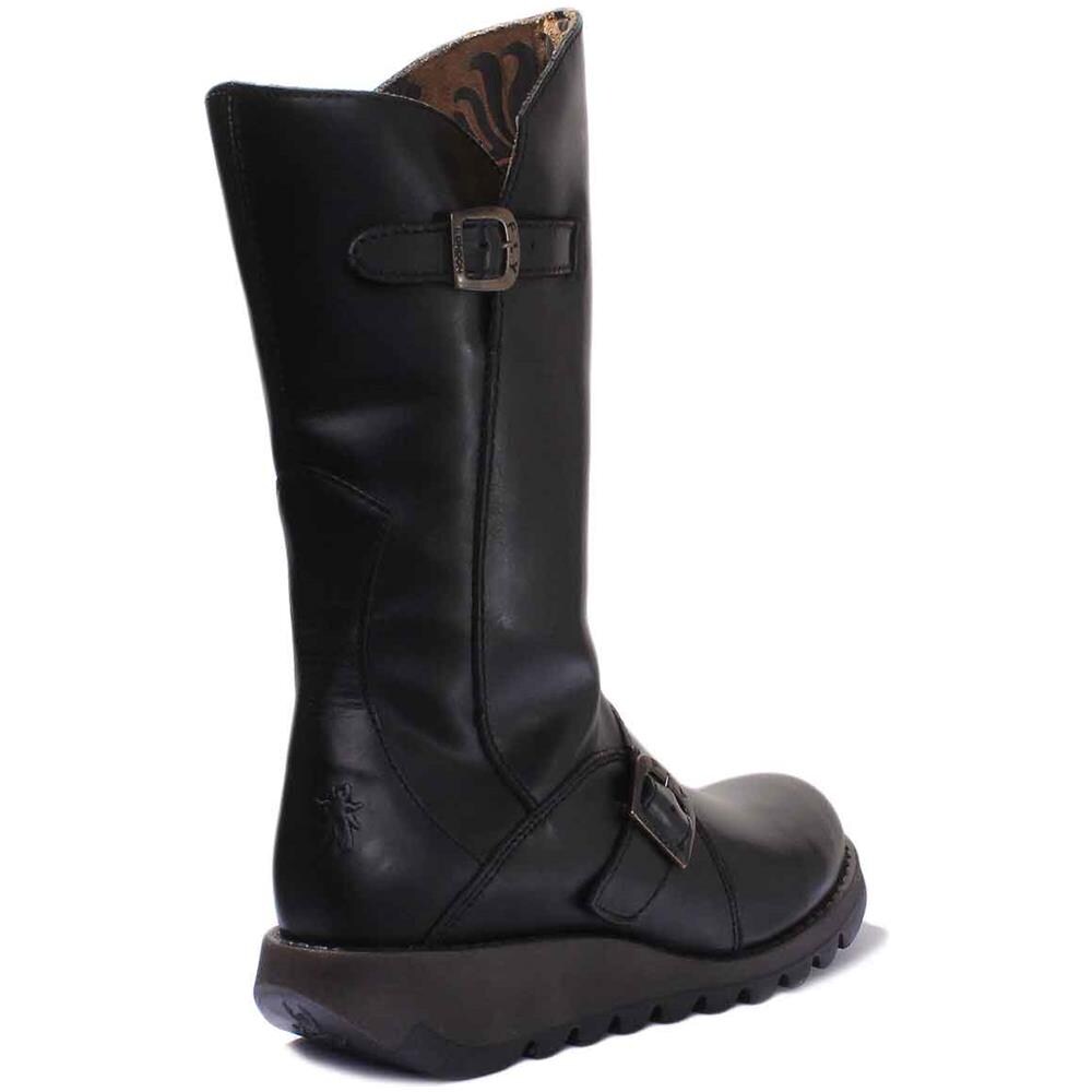 Mes 2 Leather Stivali Alti Al Ginocchio In Nero Per Le Donne - Foto 3