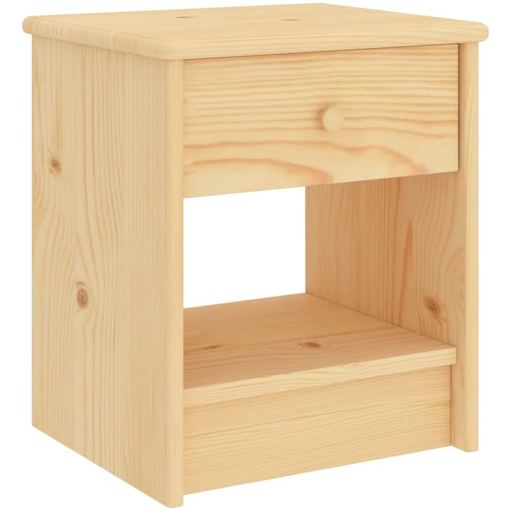 Comodino Naturale 35x30x40 cm in Legno Massello di Pino - Foto 1