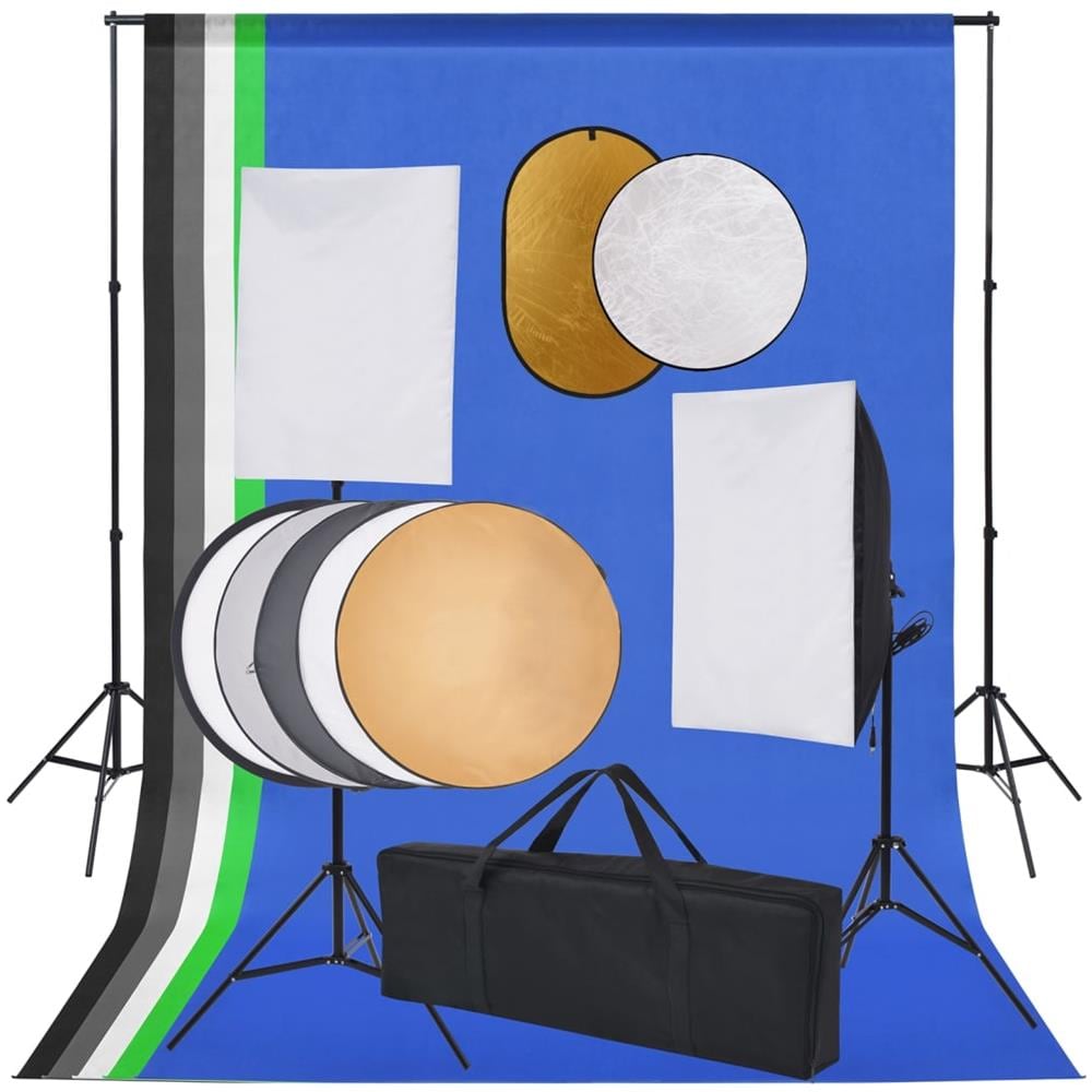 Kit Studio Fotografico con Luci Softbox Fondale e Riflettore - Foto 1