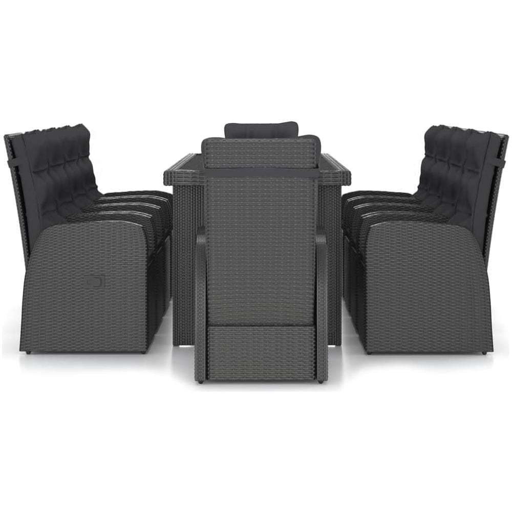 Set da Pranzo da Giardino 11 pz con Cuscini in Polyrattan Nero - Foto 3