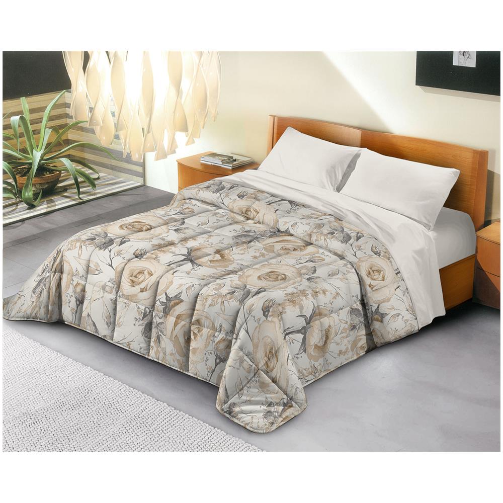 Trapunta Invernale In Ecopiuma Da 380 Gr / mq Calda, Anallergica E Traspirante - Giulia Beige - Singolo - Foto 1