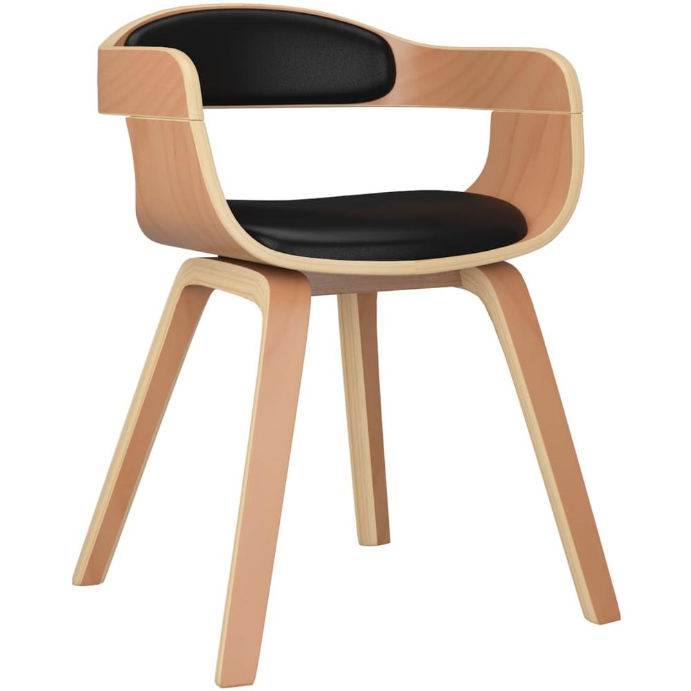 Sedia da Pranzo Nera in Legno Curvato e Similpelle - Foto 2