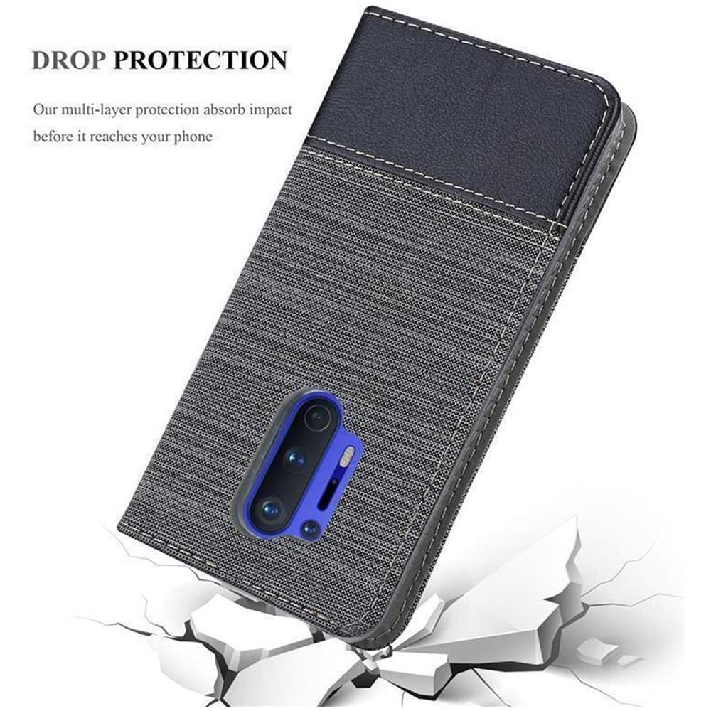Custodia Compatibile Con Oneplus 8 Pro In Grigio Nero - Coperchio Protettiva Con Chiusura Magnetica, Funzione Stand E Tasca Per Le Carte - Foto 8