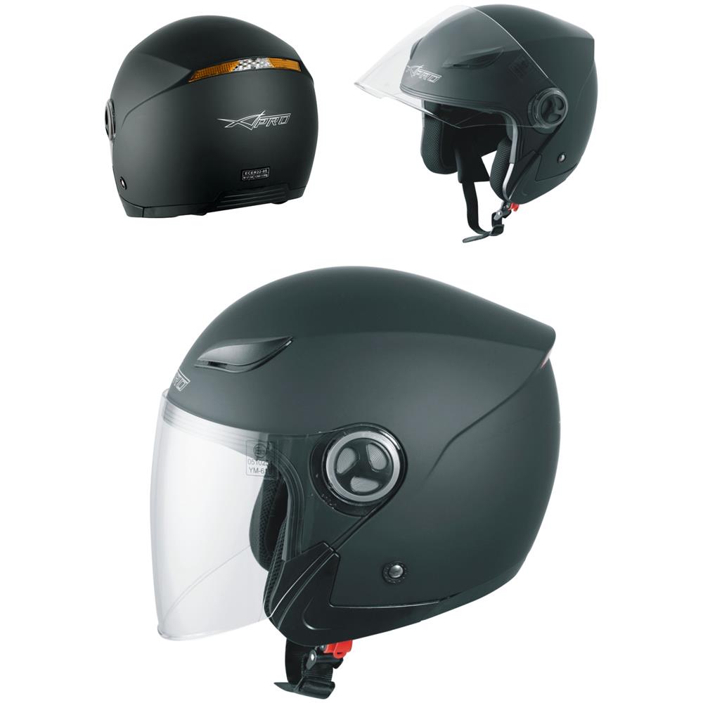 Casco Jet Visiera Scooter Moto Quad Omologato Ece 22 05 Nero Satinato M - Foto 1