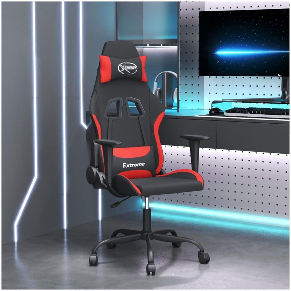 Sedia Da Gaming Nero E Rosso In Tessuto - Foto 1