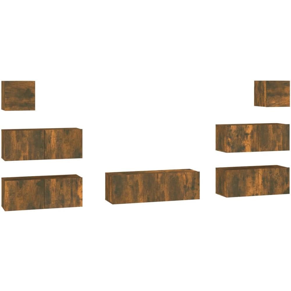 Set Di Mobili Porta Tv 7 Pz Rovere Fumo In Legno Multistrato - Foto 2