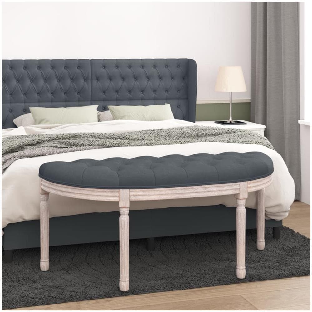 Panca Grigio Scuro 110,5x45x49 Cm In Velluto - Foto 1