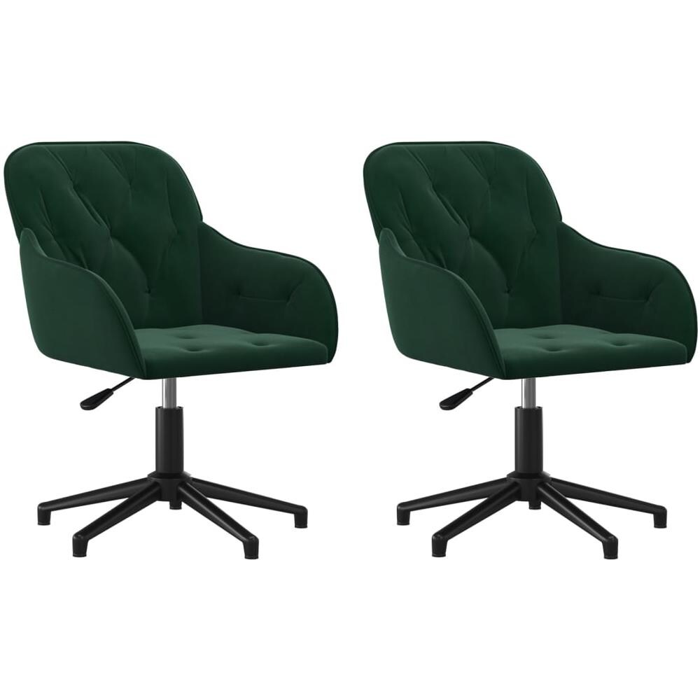 Sedie Da Pranzo Girevoli 2 Pz Verde Scuro In Velluto - Foto 2