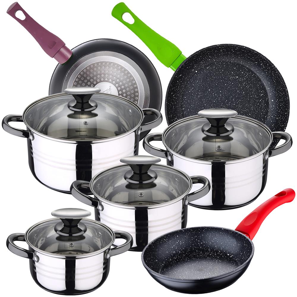 Dina Set Di 8 Pezzi In Acciaio Inox Con Padella (18/22/26 Cm) Jolie In Alluminio Forgiato - Foto 1