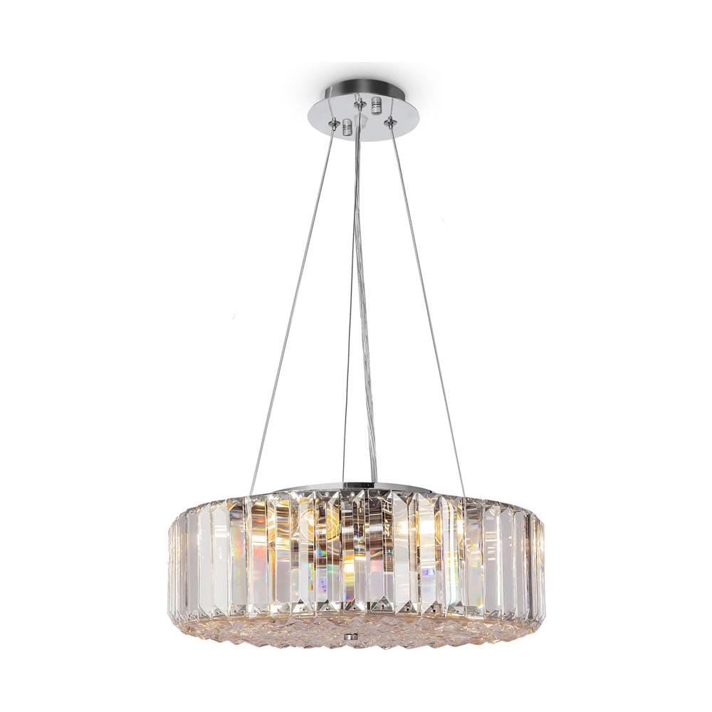 Lampadario Contemporaneo Recinto Metallo Cromo 6 Luci Diffusori Vetro Trasp. - Foto 1