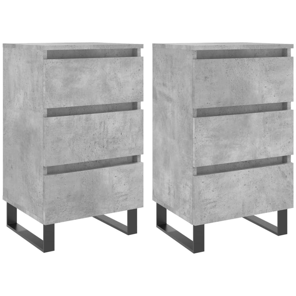 Comodini 2 Pz Grigio Cemento 40x35x69 Cm In Legno Multistrato - Foto 2