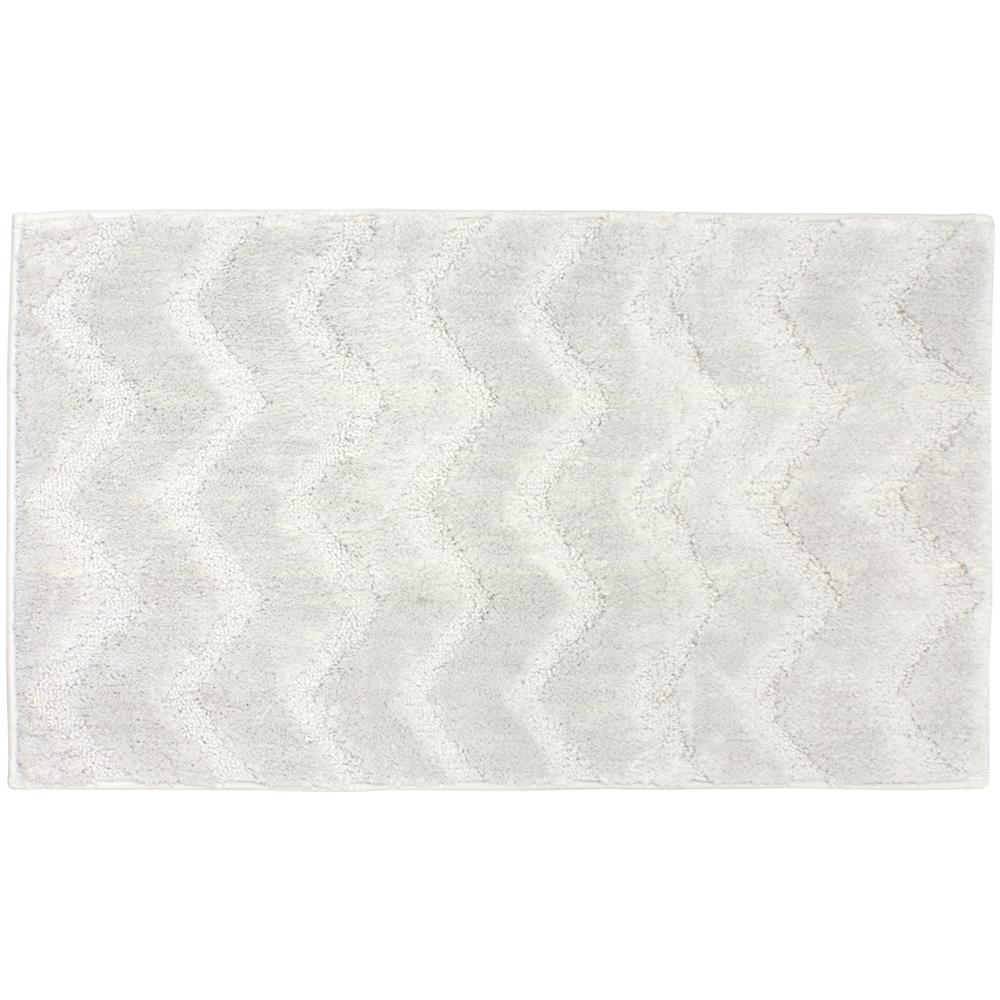 Tappeto Casa Bagno Morbido In Tinta Unita Zig Zag Modello Zigzagaria Vari Colori 60x120 Bianco - Foto 1
