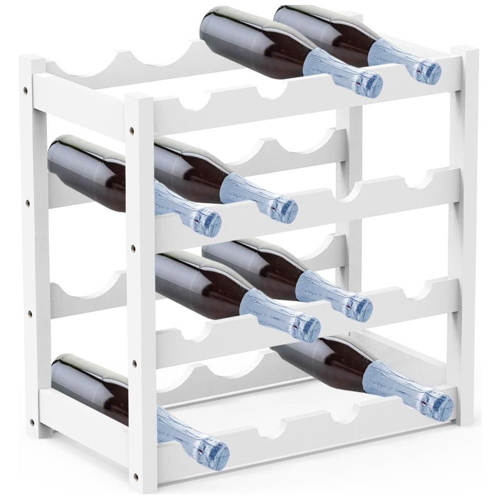 Cantinetta Portavino In Legno Bambã¹ Bianco Con 16 Scomparti Bar Portabottiglie - Foto 2