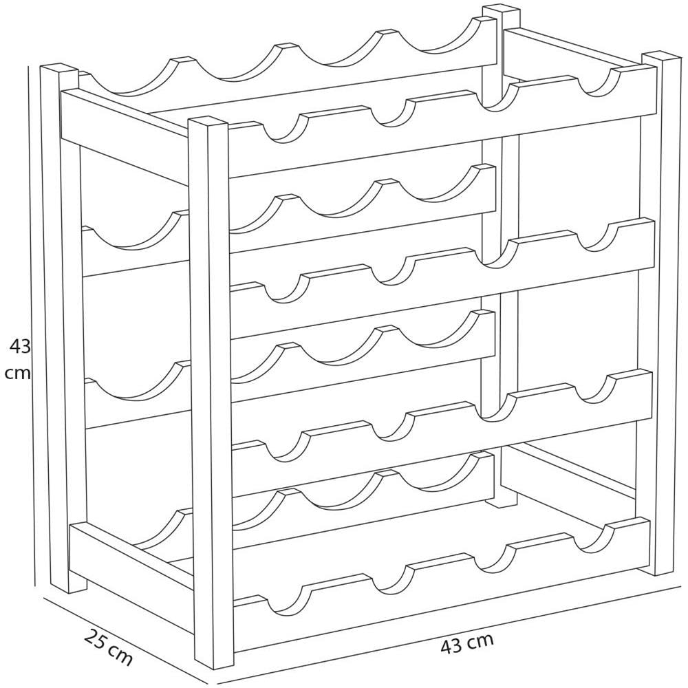 Cantinetta Portavino In Legno Bambã¹ Bianco Con 16 Scomparti Bar Portabottiglie - Foto 3