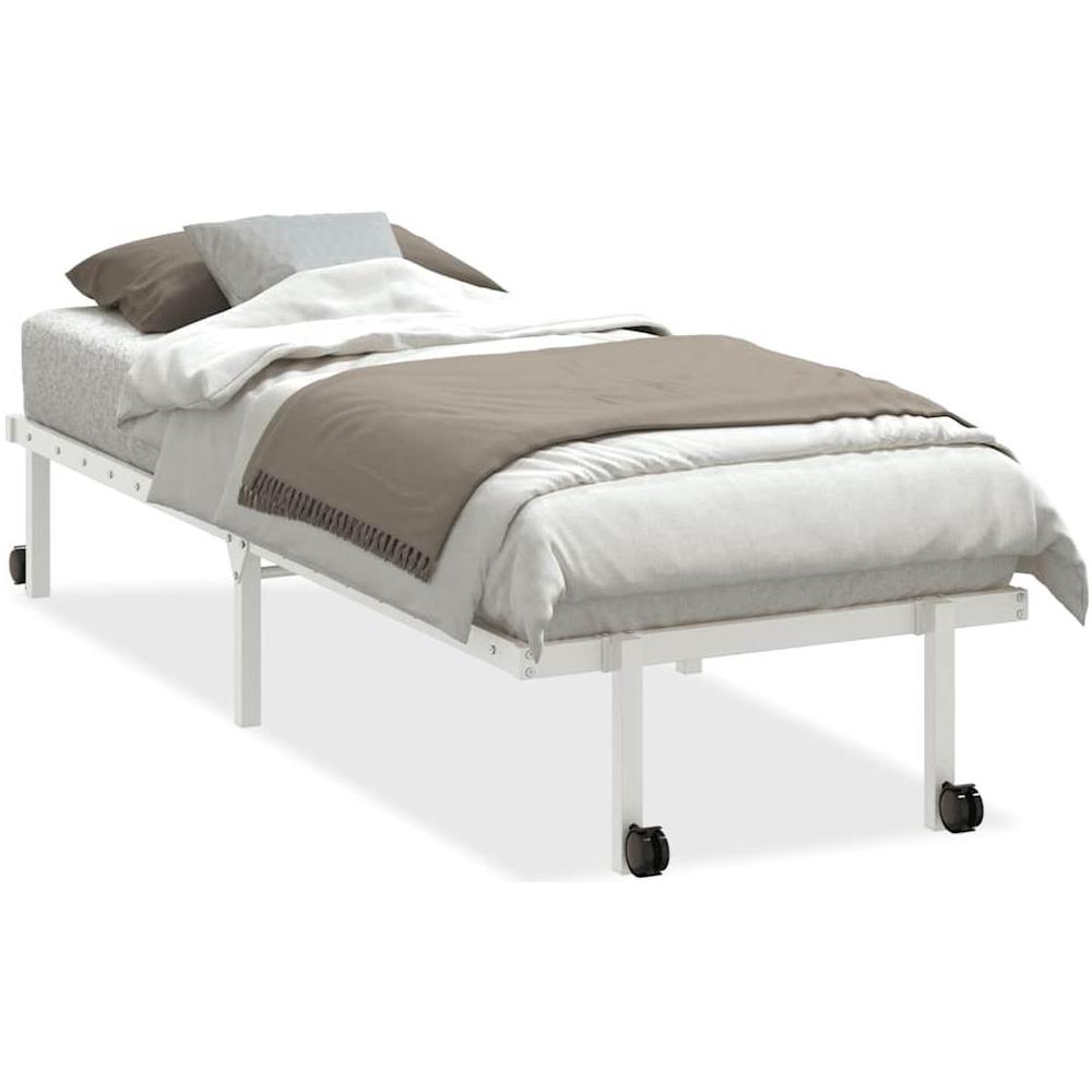 Giroletto senza Materasso Pieghevole Bianco 75x190 cm Acciaio - Foto 1