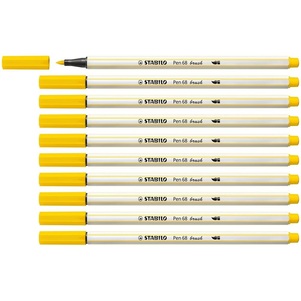 Pen 68 brush - Pennarello Premium con punta a pennello - Confezione da 10 - Giallo Limone - Foto 1