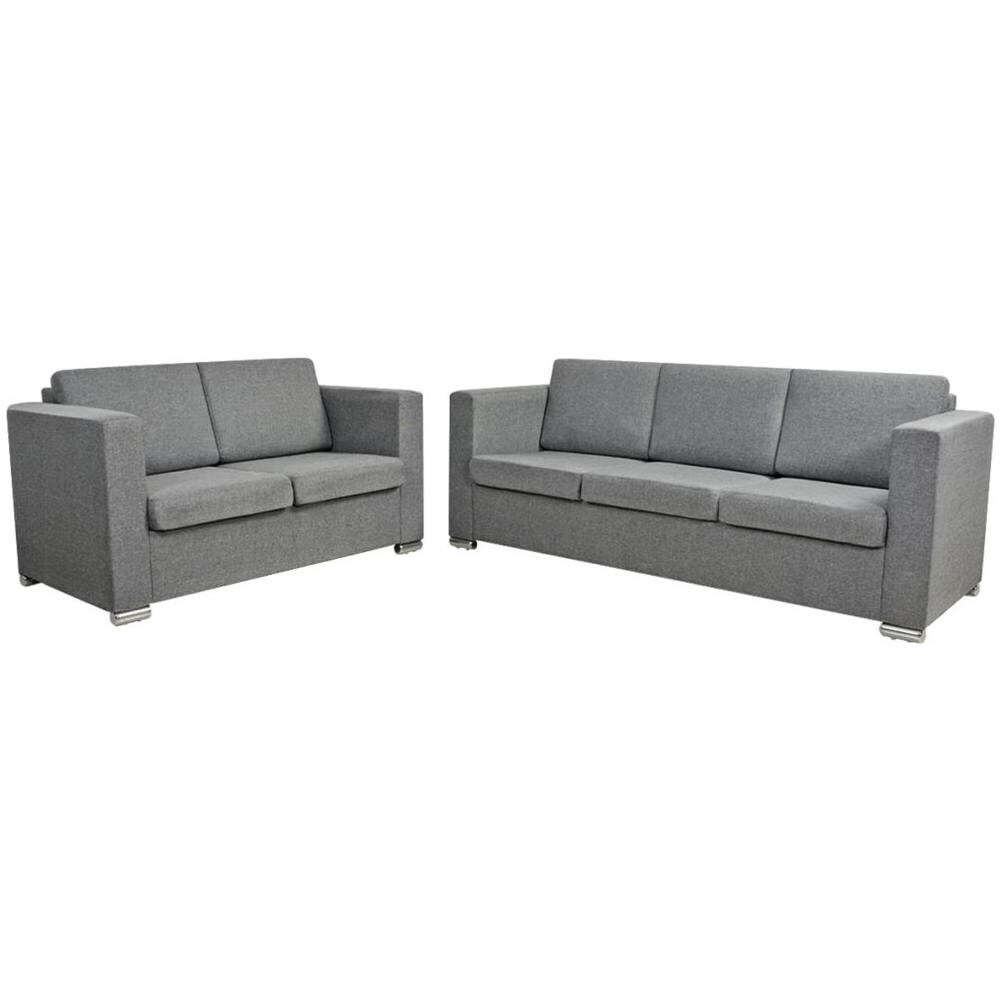 2 Pz Set Di Divani In Stoffa Grigio Chiaro - Foto 2