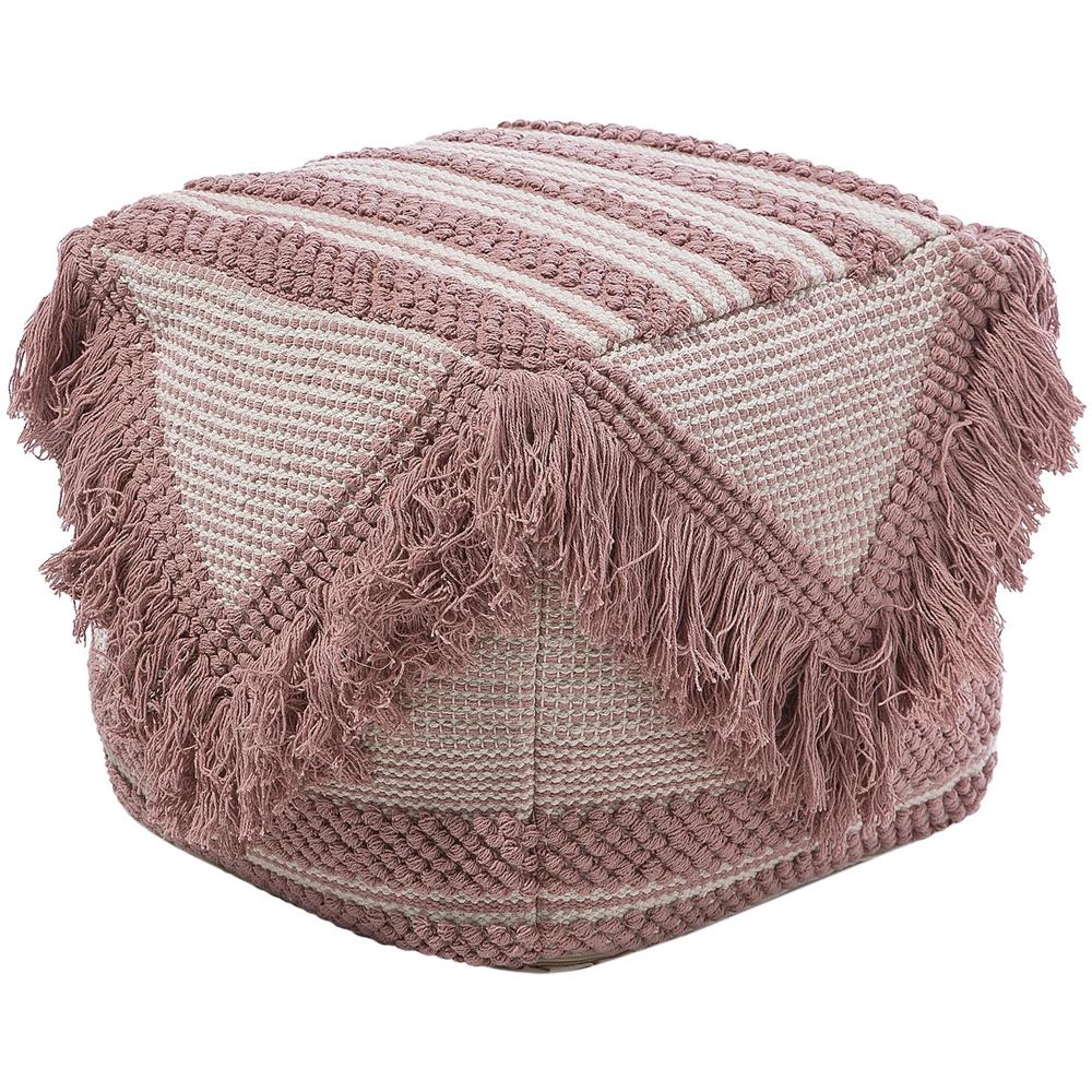 Pouf In Tessuto Beige E Rosa 40 X 44 Cm Kochi - Foto 1