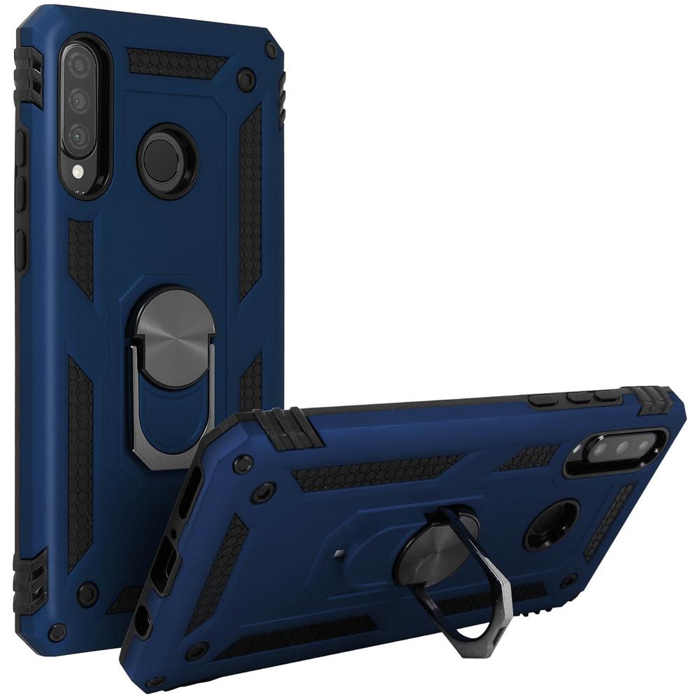 Cover Huawei P30 Lite Bi-materia Rigida Morbida Anello Magnetico Stand Blu - Foto 5