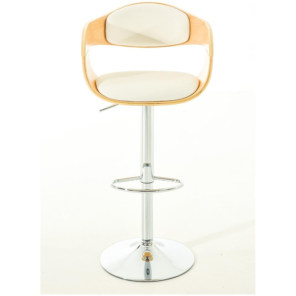 Set 2 Sgabelli rétro Kingston con Braccioli I Sgabelli Bar Girevole 360° in Similpelle E Legno I Coppia Sgabelli Alti Bancone Regolabili 63-77 CM Natura / Bianco - Foto 2