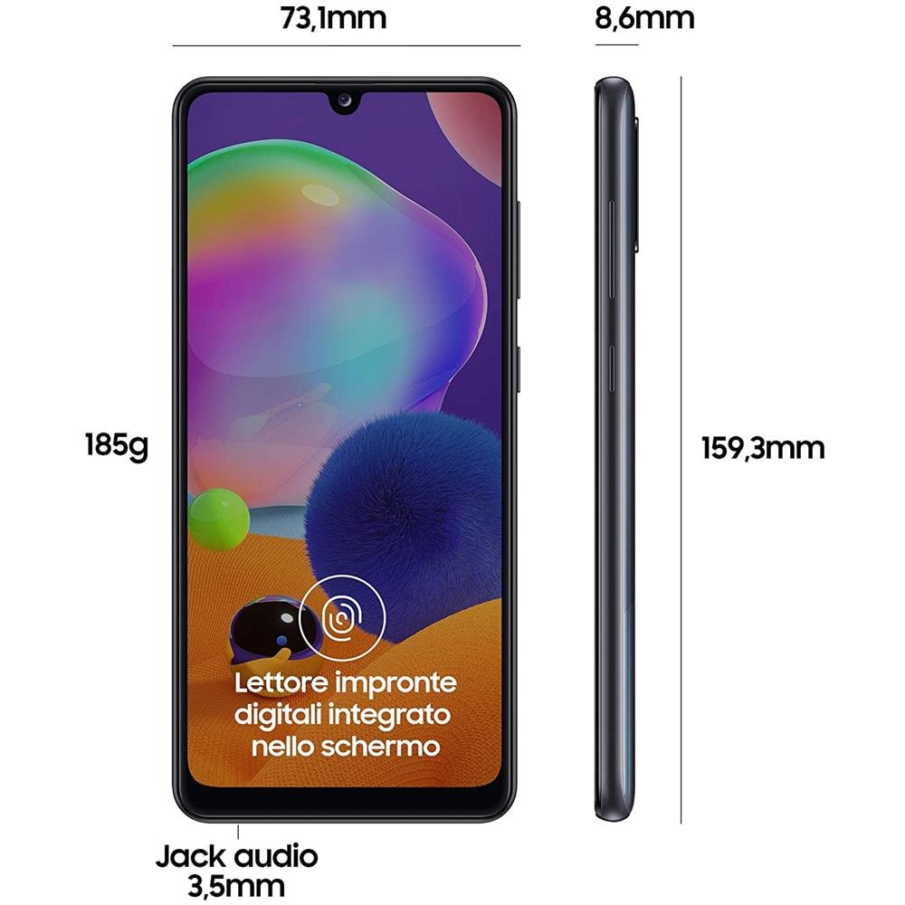 Galaxy A31 Nero 64 GB Dual Sim Display 6.4" Full HD+ Slot Micro SD Fotocamera 48 Mpx Android Tim Italia - Foto 2