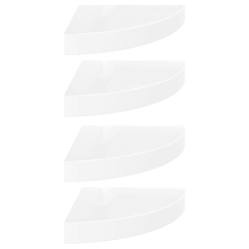 Scaffali Angolari a Parete 4 pz Bianco Lucido 25x25x3,8 cm MDF - Foto 1