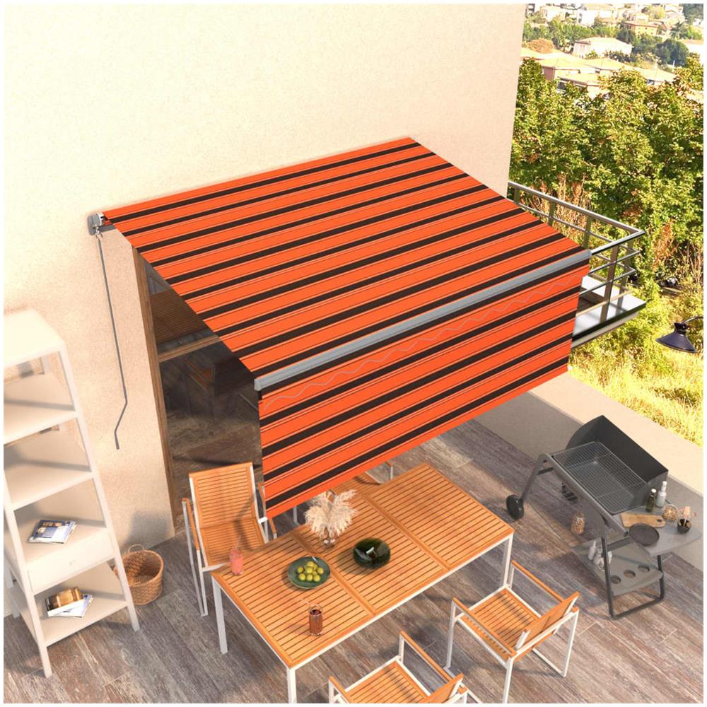 Tenda Sole Retrattile Manuale Parasole 3x2,5m Arancio E Marrone - Foto 1