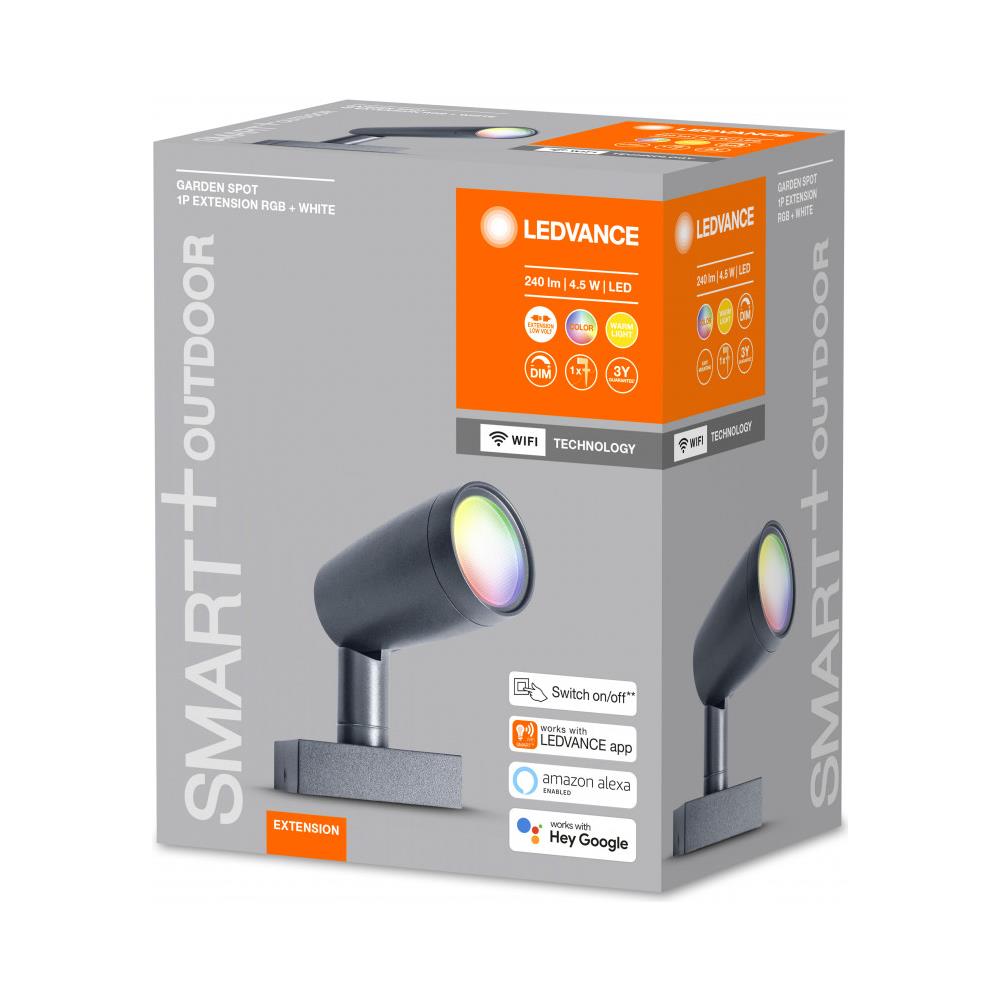 Ledvance Luce Da Esterno Smart Led Da Parete, Wifi, Smart+ Garden Spot Multicolor / 4,50 W, 220…240 V, Ampiezza Fascio Luminoso: 76°, Rgbw, 3000 K, Materiale: Alluminio, Ip65 - Foto 2