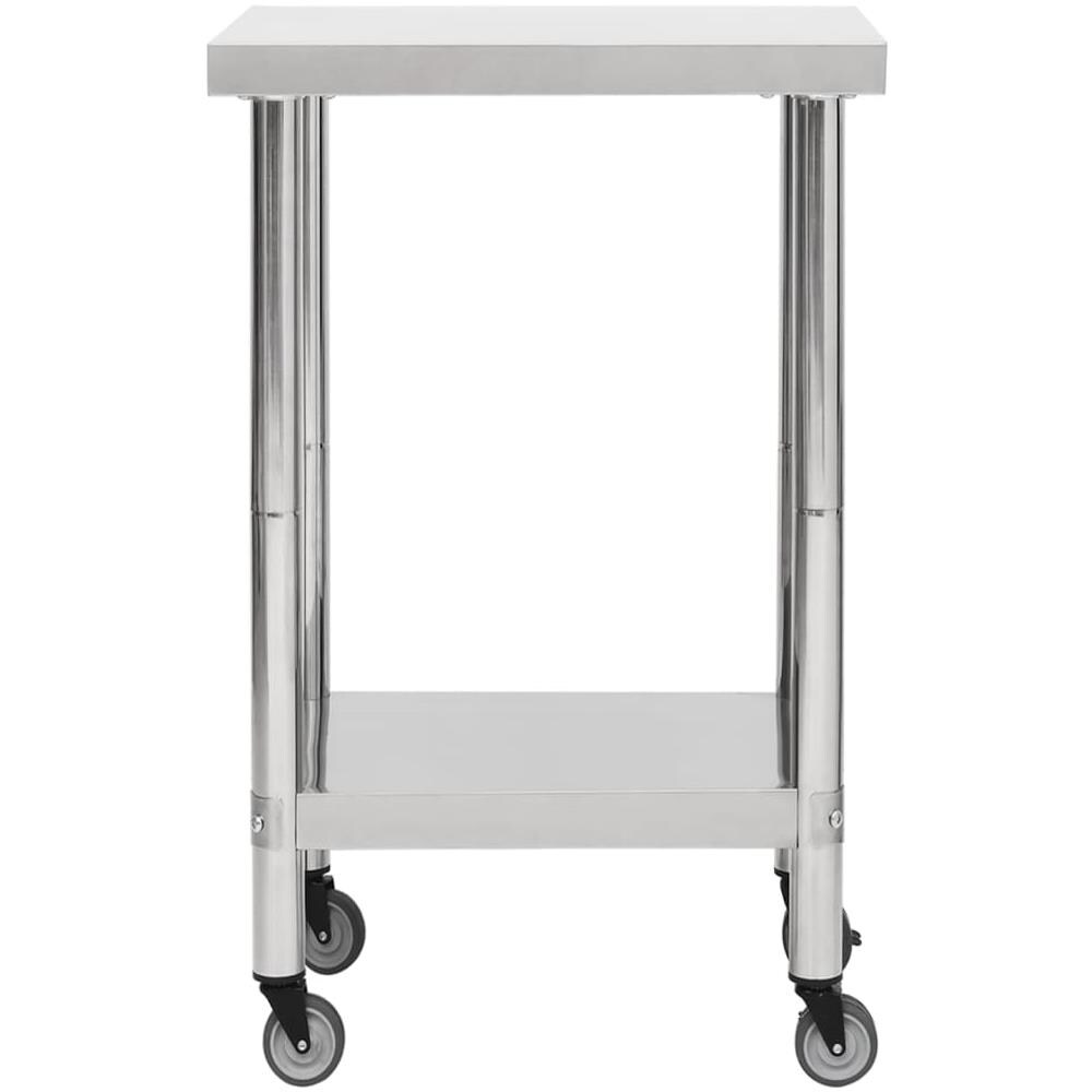 Tavolo Da Lavoro Cucina Con Ruote 60x60x85 Cm In Acciaio Inox - Foto 3