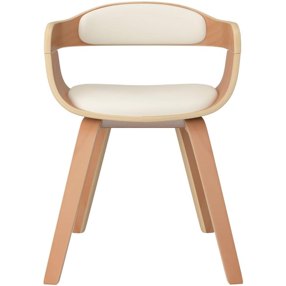 Sedia da Pranzo Crema in Legno Curvato e Similpelle - Foto 3