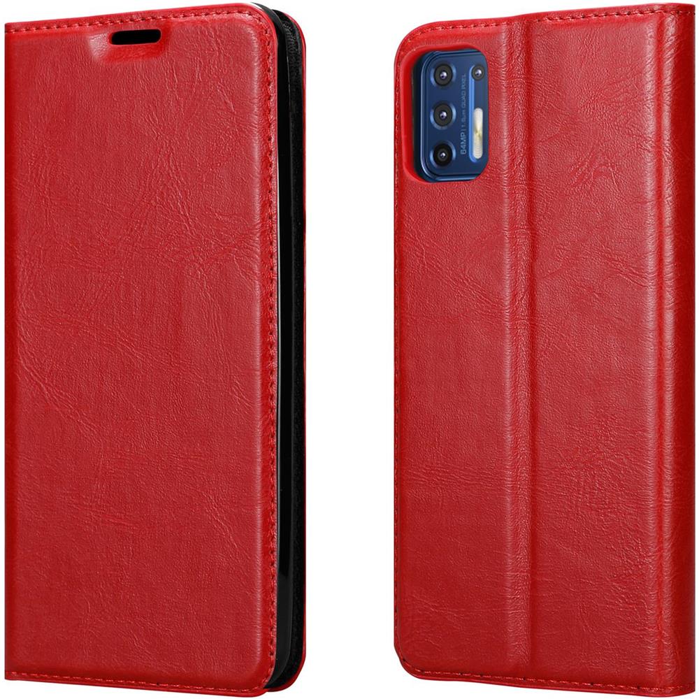 Custodia Compatibile Con Motorola Moto G9 Plus In Rosso Mela - Coperchio Protettiva Con Chiusura Magnetica, Funzione Stand E Tasca Per Le Carte - Foto 8