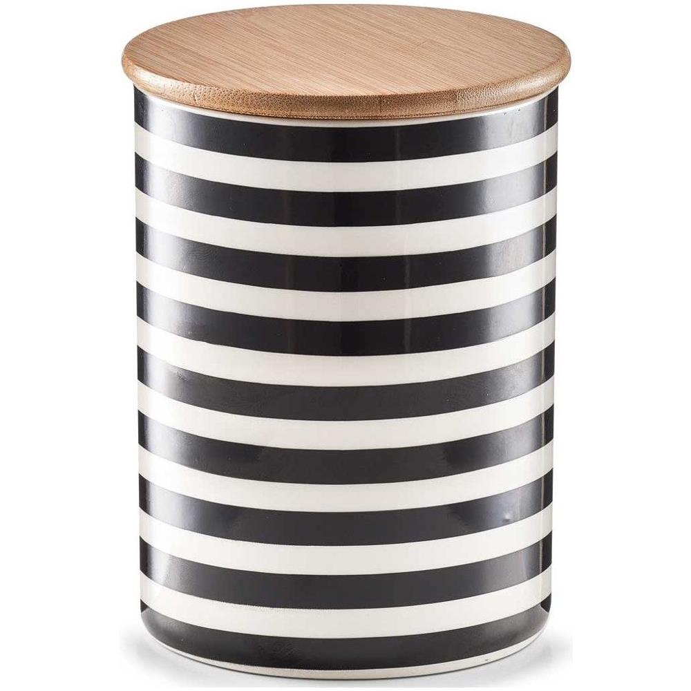 Contenitore Stripes Ceramica Con Coperchio In Bambù, 900 Ml, - Foto 1