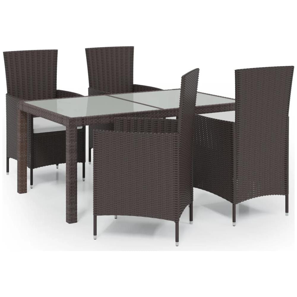 Set Mobili Da Giardino 5 Pz Con Cuscini In Polyrattan Marrone - Foto 2