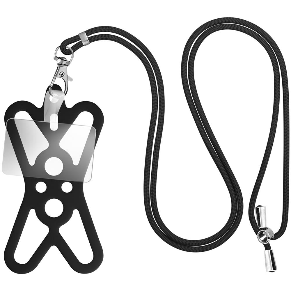 Cordoncino Smartphone Con Silicone Universale Espandibile Regolabile 90cm Nero - Foto 1