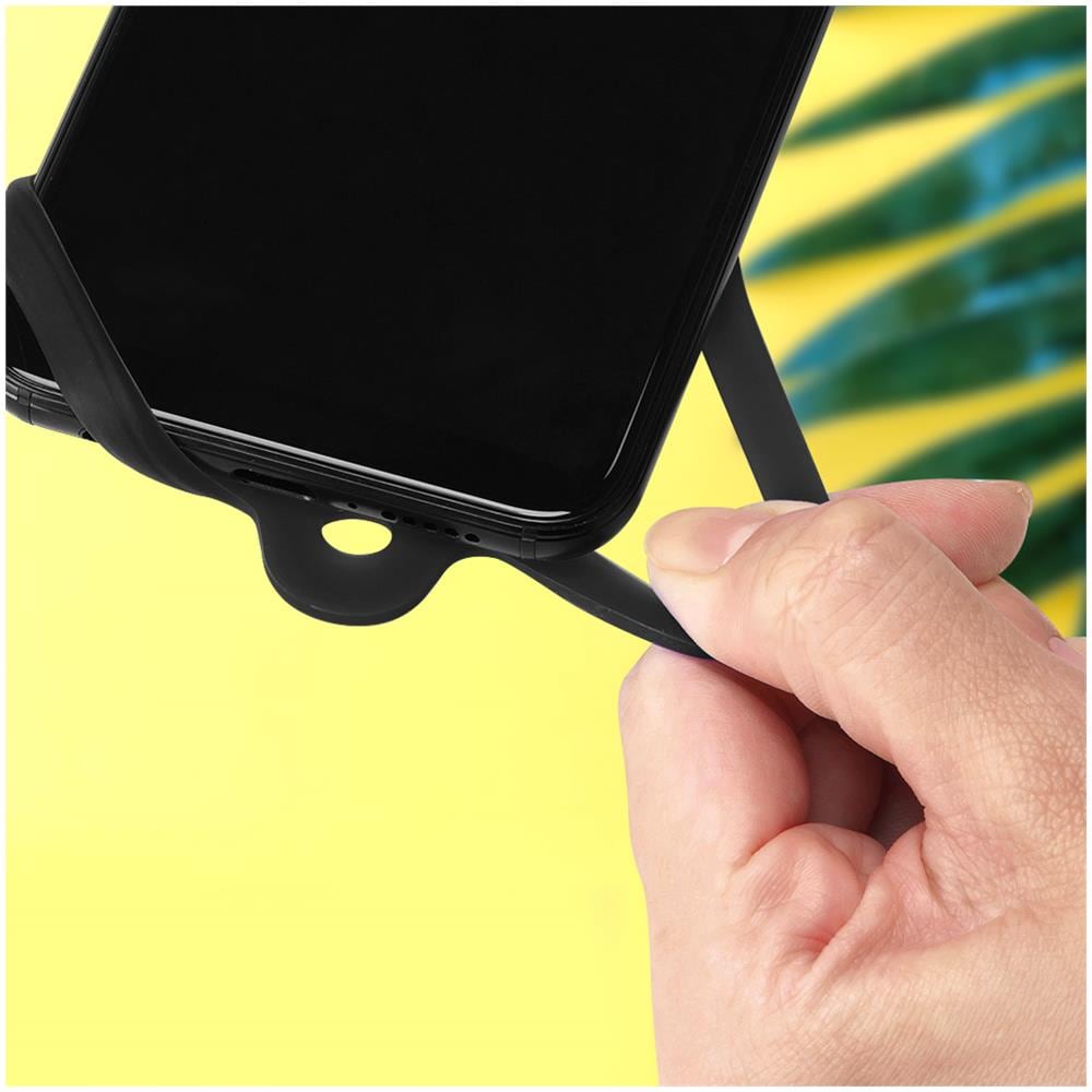 Cordoncino Smartphone Con Silicone Universale Espandibile Regolabile 90cm Nero - Foto 5