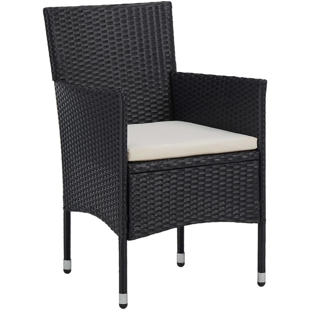 Set Da Pranzo Per Giardino 5 Pz In Polyrattan Nero - Foto 2