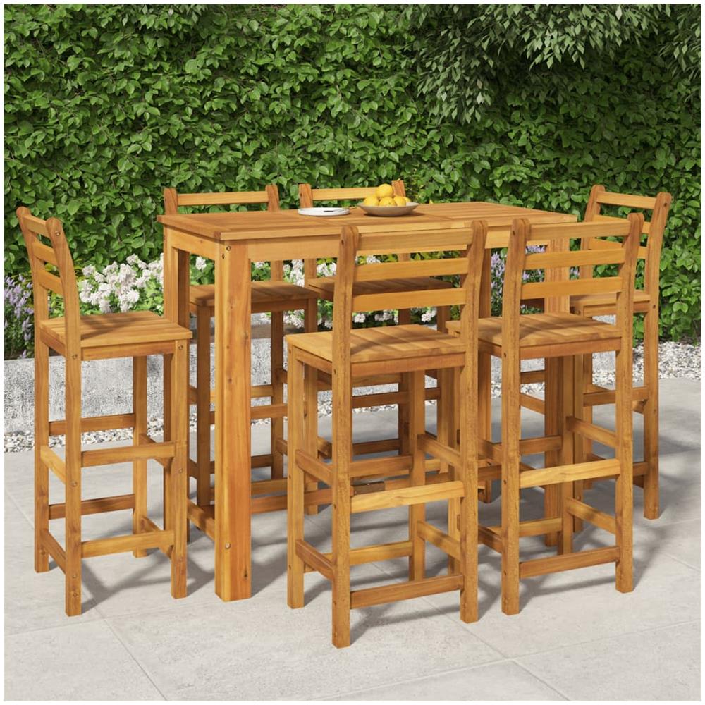 Set da Bar da Giardino 7 pz in Legno Massello di Acacia - Foto 1