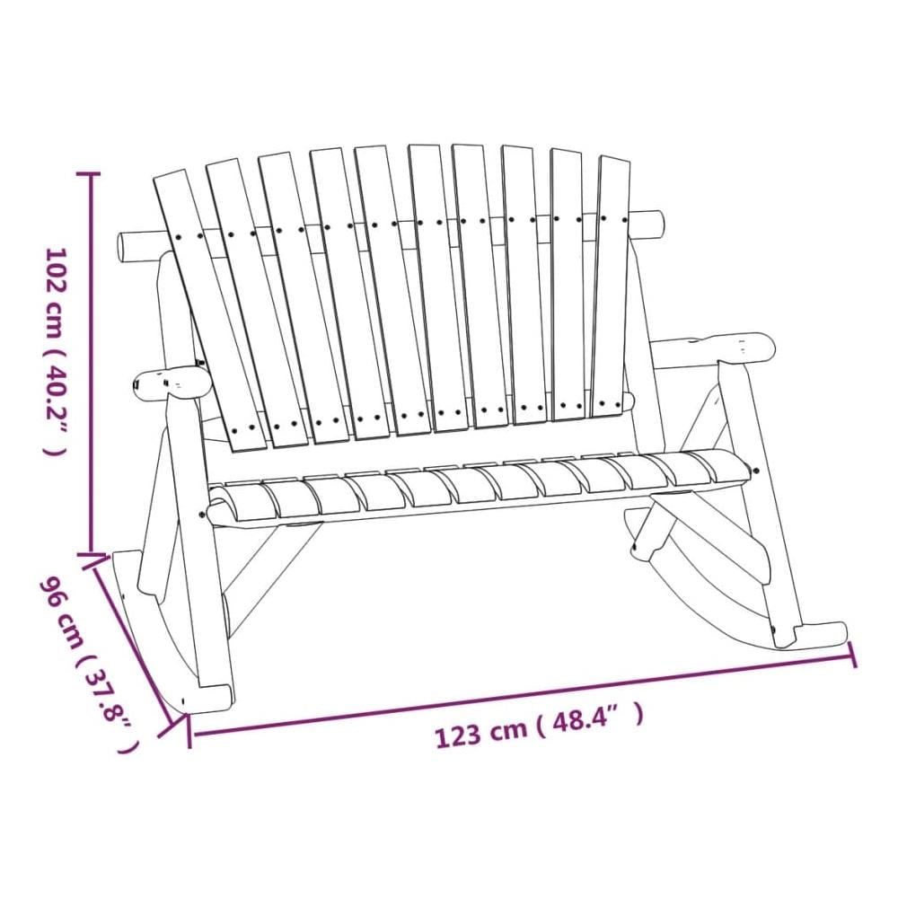Panca Dondolo Giardino 2Posti 123x96x102cm Massello Abete Rosso - Foto 5
