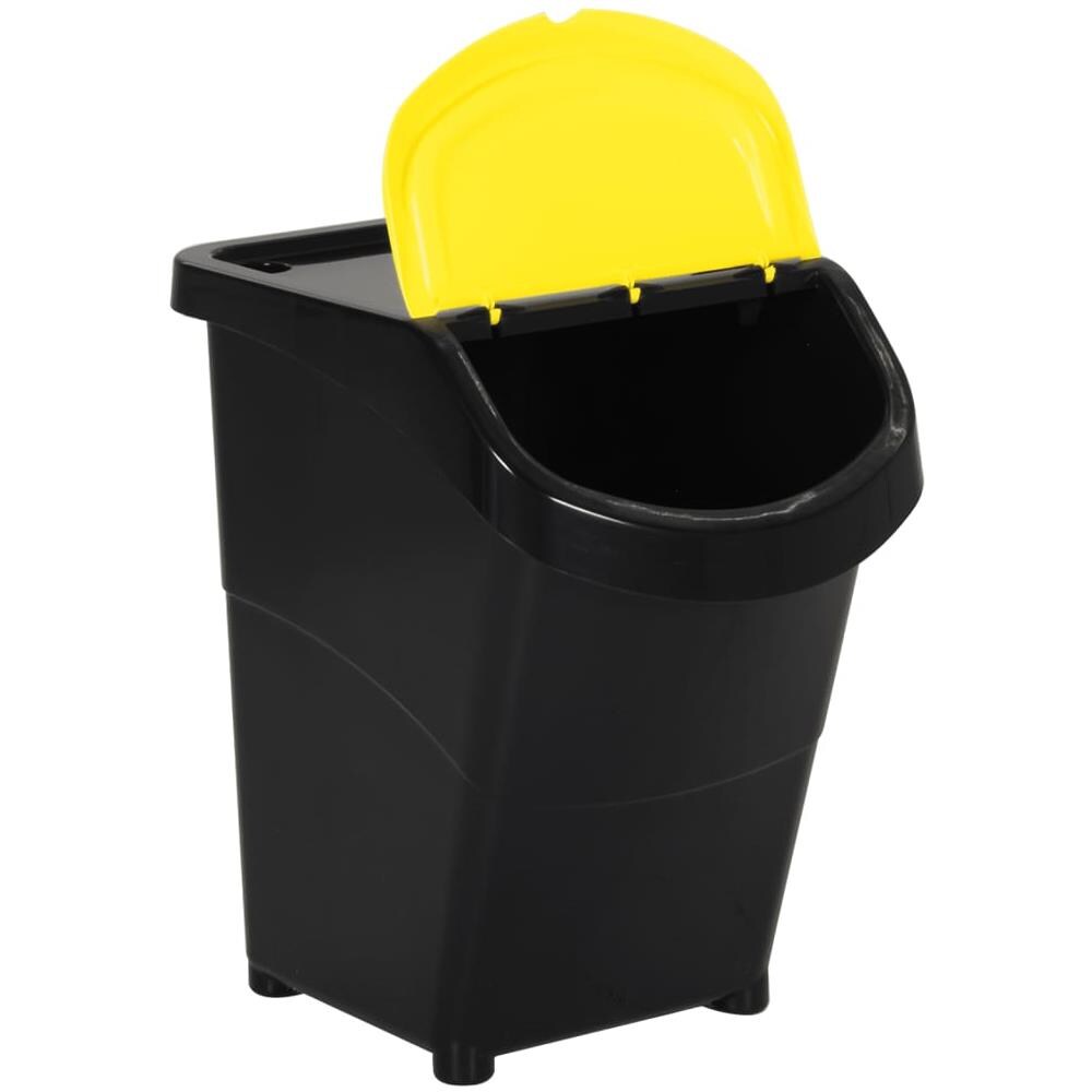 Cestini Per Rifiuti Impilabili Con Coperchi 3pz Neri Pp 120l - Foto 3