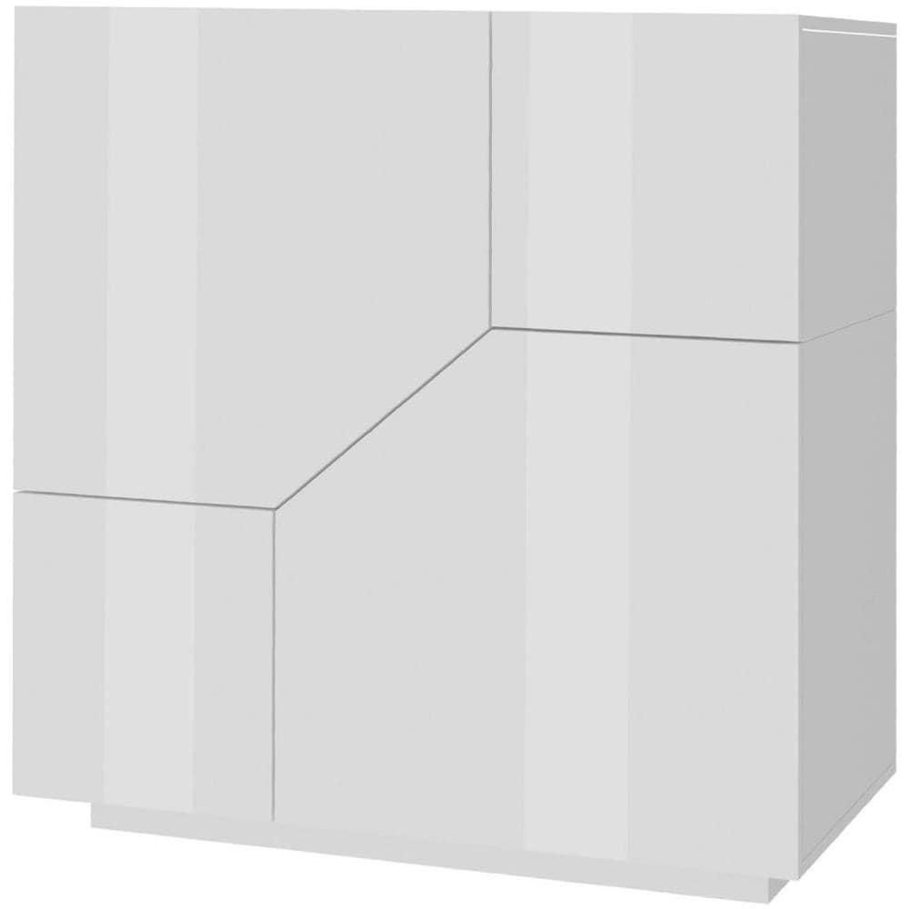 Credenza Domenico, Madia Da Cucina A 2 Ante Geometriche, Buffet Da Soggiorno, Madia Da Cucina, 100% Made In Italy, Cm 79x43h86, Bianco Lucido - Foto 2