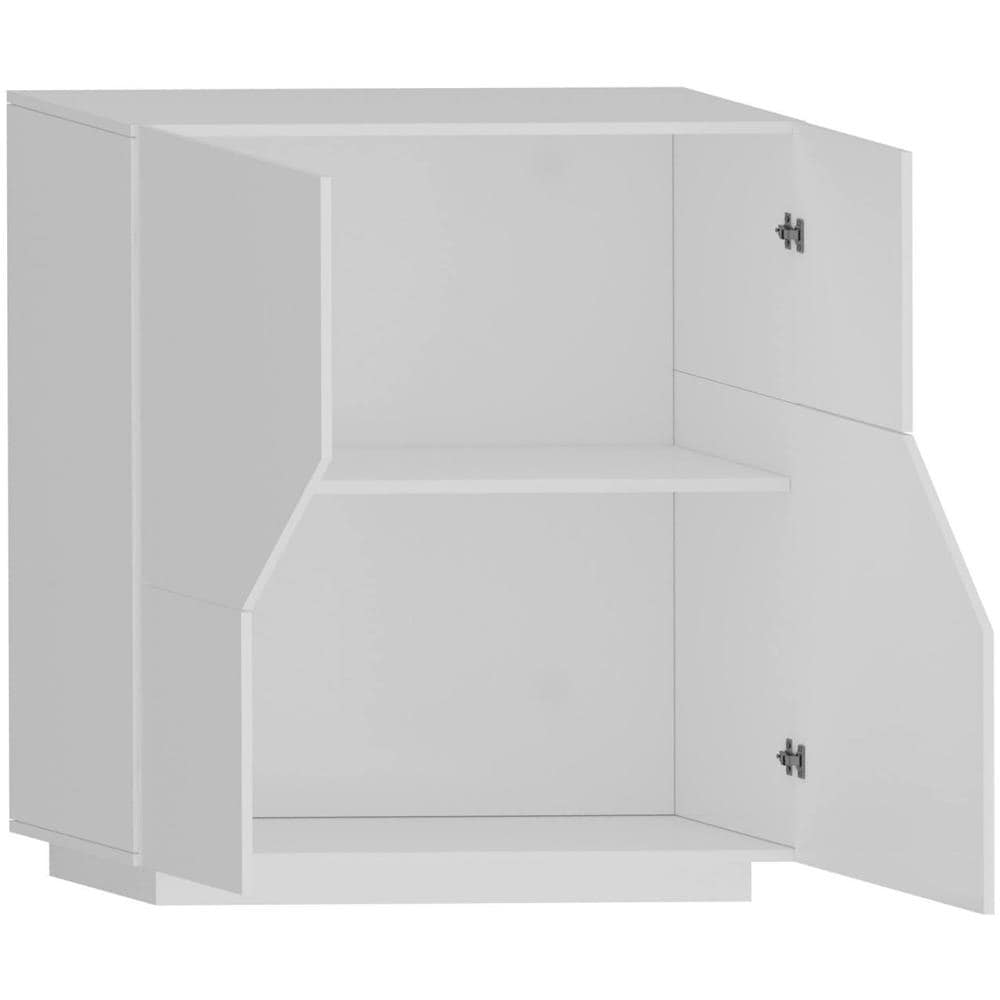 Credenza Domenico, Madia Da Cucina A 2 Ante Geometriche, Buffet Da Soggiorno, Madia Da Cucina, 100% Made In Italy, Cm 79x43h86, Bianco Lucido - Foto 4