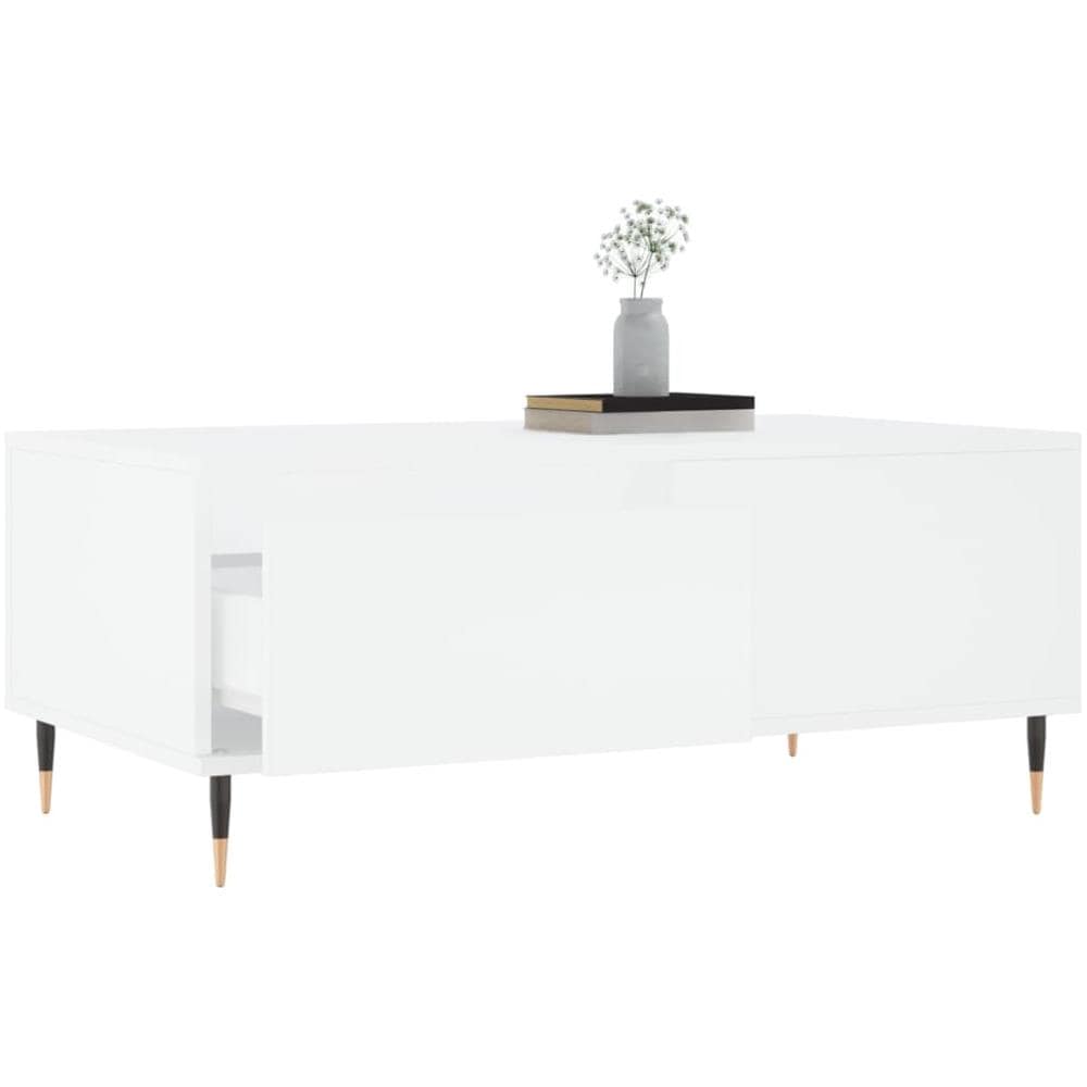 Tavolino Da Salotto Bianco 90x50x36,5 Cm In Legno Multistrato - Foto 3