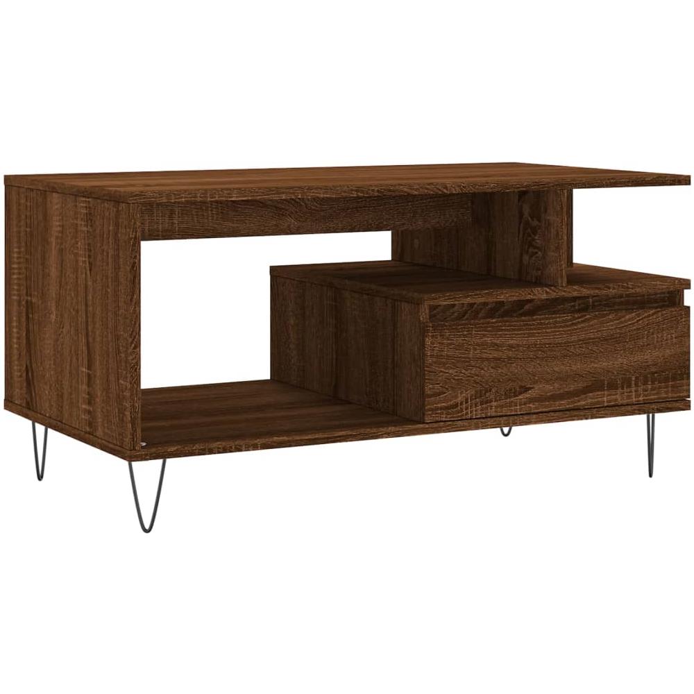 Tavolino Salotto Rovere Marrone 90x49x45 Cm Legno Multistrato - Foto 2