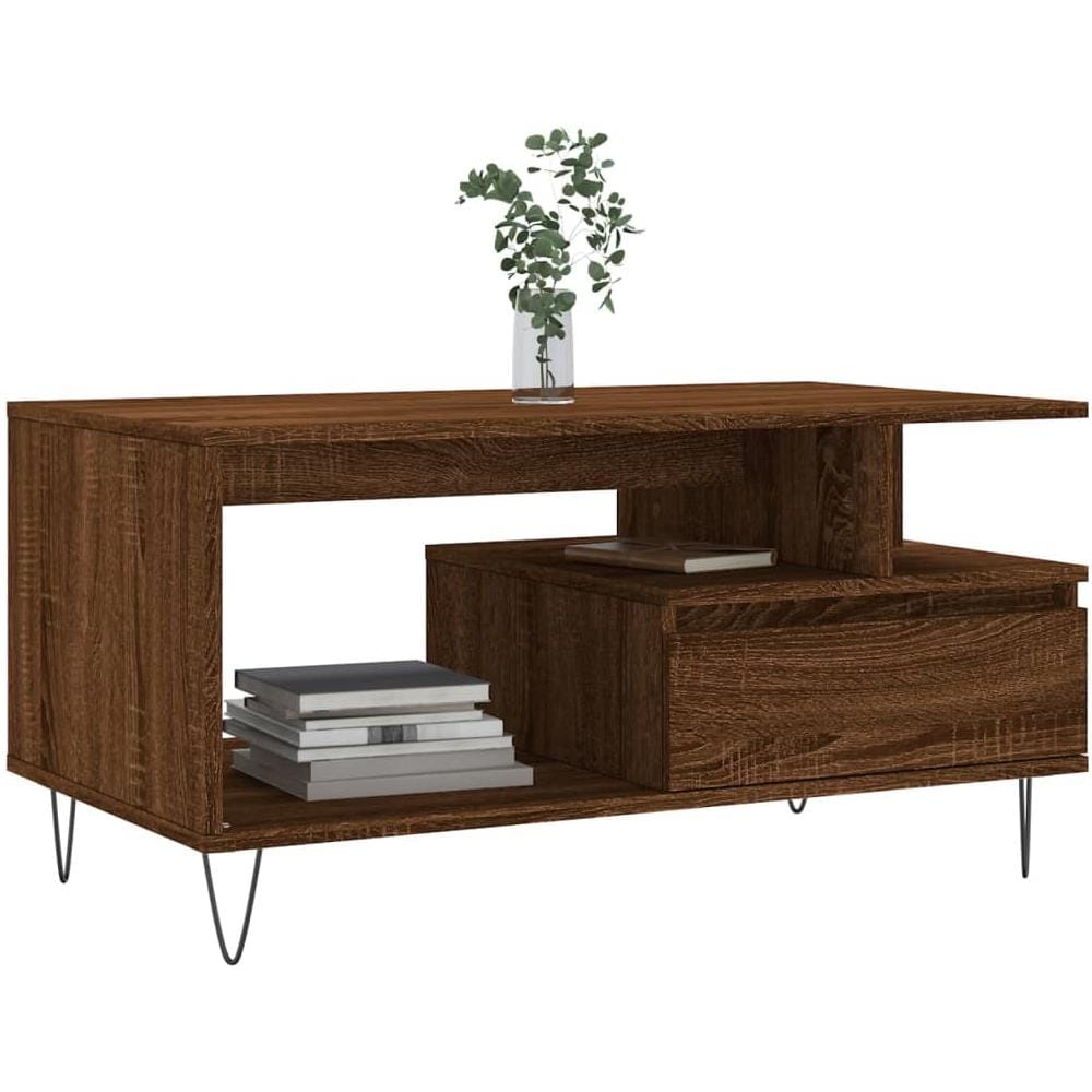 Tavolino Salotto Rovere Marrone 90x49x45 Cm Legno Multistrato - Foto 3